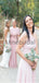 Charming Pink Simple Jersy Beach Long Bridesmaid Dresses AB4203
