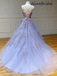 Charming Spaghetti Strap Lace Tulle A-line Long Prom Dresses, PD3018