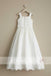 Charming Elegant Ivory Lace Square Neck Sleeveless Long A-line Flower Girl Dresses , FGS091