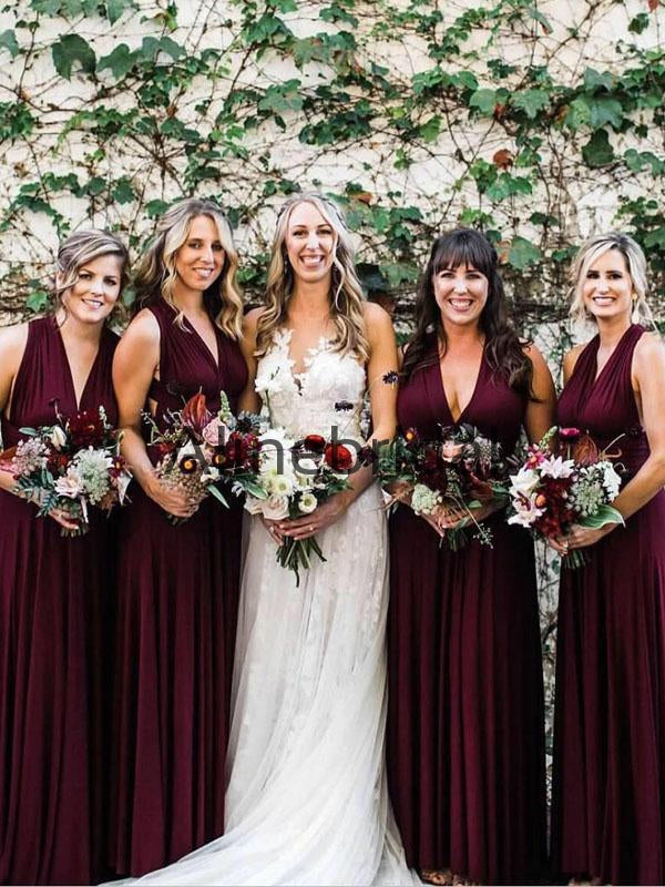 Cheap Burgund Jersey Long Beach Summer Bridesmaid Dresses AB4228 AlineBridal Cheap Burgund Jersey Long Beach Summer Bridesmaid Dresses AB4228 AlineBridal
