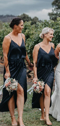 Cheap Spaghetti Straps Simple Short Beach Bridesmaid Dresses AB4217