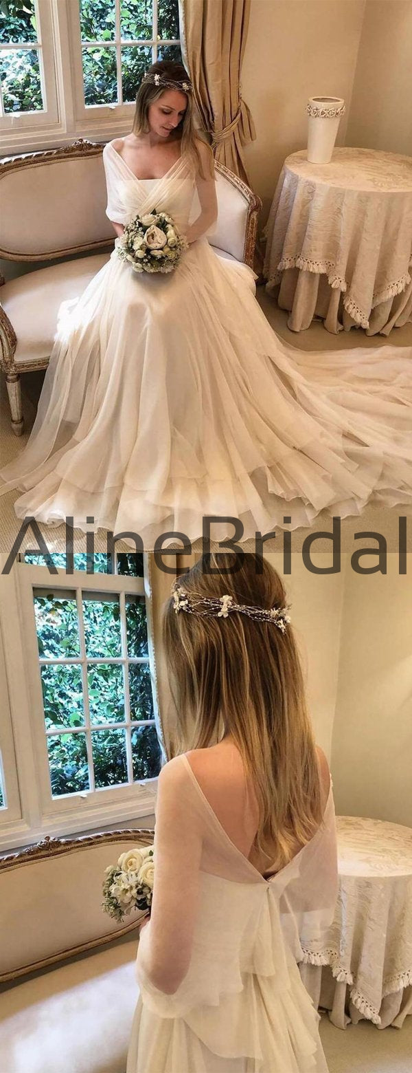 Tiered chiffon outlet wedding dress