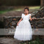 Classic Off White Appliques Tulle Pretty Sleeveless Long Flower Girl Dresses, FGS070