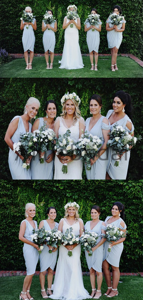 Custom V-neck Elegant Beach Short Bridesmaid Dresses AB4205