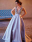 Custom Charming V-neck Sexy Popular A-line Sparkly Ball Gown Long Prom Dresses,PD0095