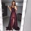 Dark Burgundy Soft Satin High Low Sleeveless Long Prom Dresses ,PD0152