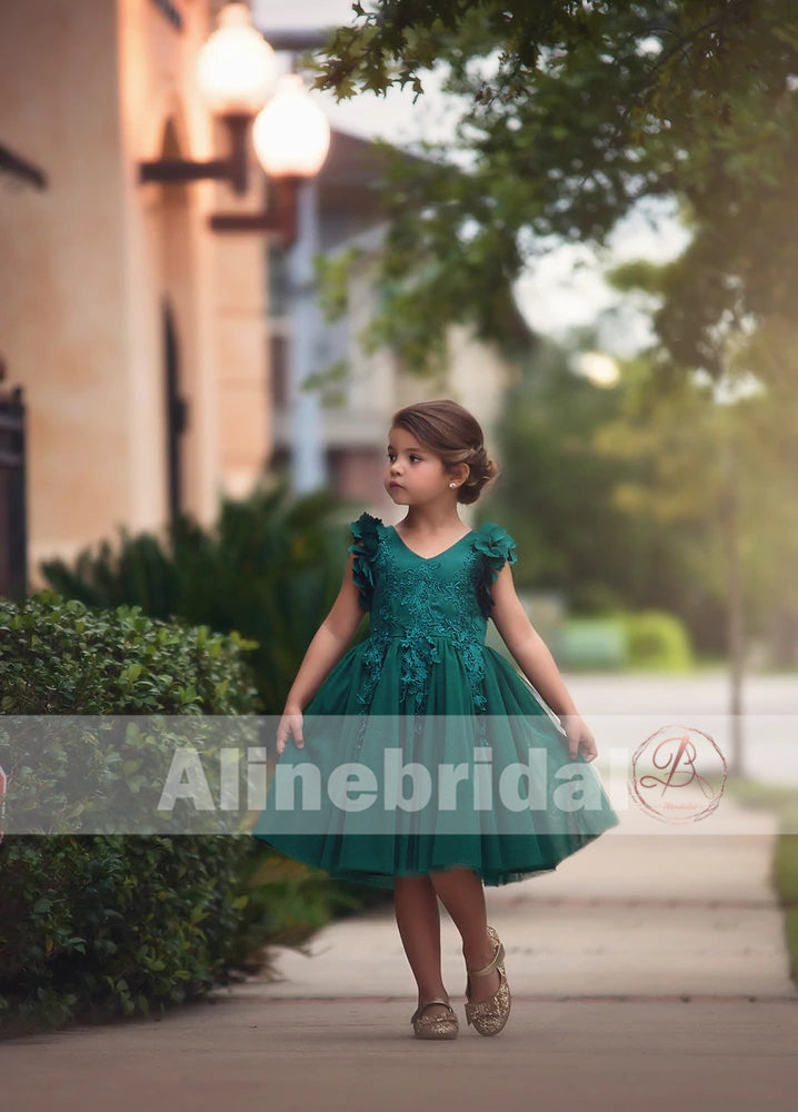 Dark teal flower girl dresses deals