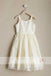 Dark Ivory Lace Spaghetti Straps A-line Flower Girl Dresses, FGS094