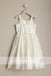 Dark Ivory Lace Spaghetti Straps A-line Flower Girl Dresses, FGS094