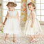 Dark Ivory Satin Tulle Sleeveless With Unique Flower Girl Dresses, FGS090