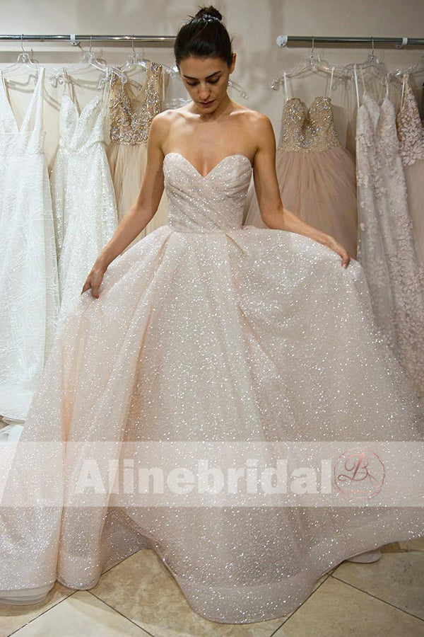 Strapless bling top wedding dress