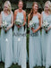 Dusty Sage Country Chiffon Boho Garden Beach Bridesmaids Dresses AB4218