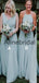 Dusty Sage Country Chiffon Boho Garden Beach Bridesmaids Dresses AB4218