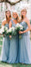 Dusty Blue Tulle Convertible A-line Long Bridesmaid Dresses, AB4050