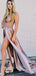 Dusty Pink Beading Elastic Satin Sleeveless Sexy Prom Dresses,PD00175