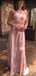 Dusty Pink Halter Slit Sheath Long Prom Dresses.PD00282