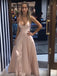 Dusty Pink Satin Spaghetti Strap A-line Simple Prom Dresses,PD00288