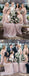 Dusty Pink Tulle V-neck Sweetheart Neckline Long Bridesmaid Dresses, AB4112