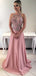 Dusty Rose Beading Rhinestone Open Back Prom Dresses,PD00211