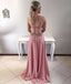 Dusty Rose Beading Rhinestone Open Back Prom Dresses,PD00211