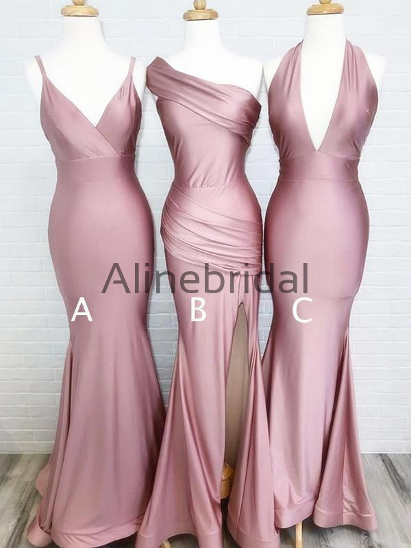 Dusty Rose Mismatched Simple Mermiad Bridesmaid Dresses, AB4051 –  AlineBridal
