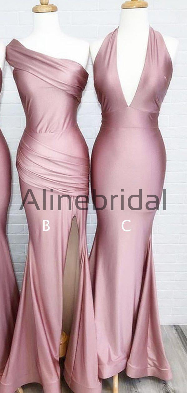 dusty rose mismatched bridesmaid dresses Dusty Rose Mismatched Simple Mermiad Bridesmaid Dresses, AB4051 –  AlineBridal