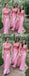 Dusty Rose Lace Jersey Mismatched Sheath Bridesmaid Dresses, AB4015
