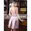 Dusty Rose Lace Satin With Beaded Sash V-neck Homecoming Dresses,BD00230