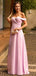 Dusty Rose Off Shoulder Slit Simple Long Prom Dresses.PD00276