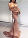 Dutsy Pink Spaghetti Strap V-neck Mermaid Evening Party Prom Dresses,PD00339