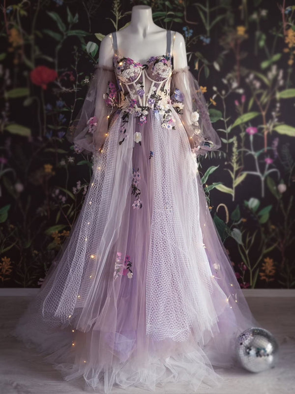 purple floral wedding dress Lavender Floral Gown Teuta Matoshi