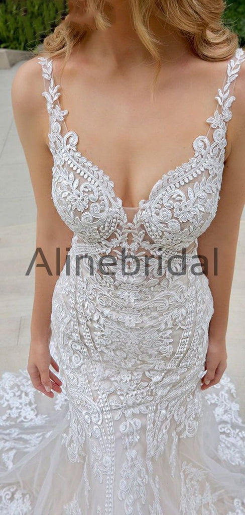 Elegant Unique Pretty Country Ivory Long Wedding Dresses WD0575