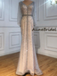 Elegant V-neck Tulle Illusion Long Prom Dresses With Sequins, PD3015