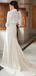 Elegant Three-quarter Sleeve Long Satin Wedding Dress, WD3006