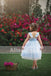 Fashion Blue Floral Ivory Lace Country Wedding Flower Girl Dresses , FGS064