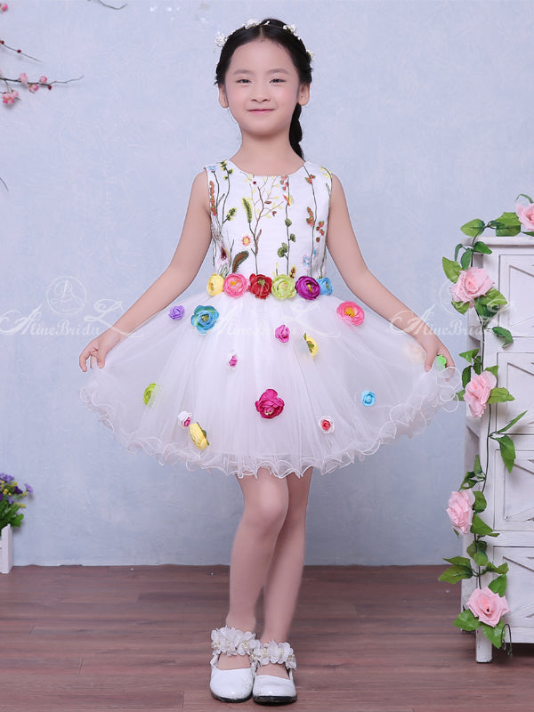 Fashion Embroidery Colorful Handmade Flower Belt Lovely Flower Girl Dresses, FGS124