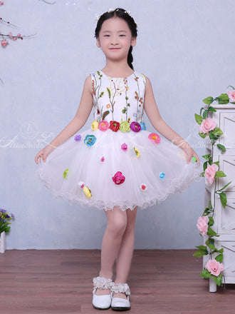 Fashion Embroidery Colorful Handmade Flower Belt Lovely Flower Girl Dresses, FGS124