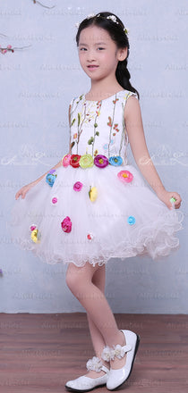 Fashion Embroidery Colorful Handmade Flower Belt Lovely Flower Girl Dresses, FGS124
