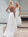 Fashion Lace Tulle Spaghetti Strap Backless Beach Wedding Dresses, AB1549