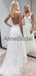 Fashion Lace Tulle Spaghetti Strap Backless Beach Wedding Dresses, AB1549