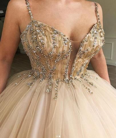 Sparkly Gold Beaded Tulle A-line Prom Dresses, PD00179 AlineBridal Sparkly Gold Beaded Tulle A-line Prom Dresses, PD00179 AlineBridal