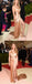 Gold Elastic Satin V-neck Slit Evening Party Sexy Prom Dresses.PD00222