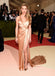 Gold Elastic Satin V-neck Slit Evening Party Sexy Prom Dresses.PD00222