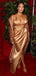 Gold Sapghetti Strap Halter Side Slit Sexy Prom Dresses.PD00231