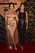 Gold Sapghetti Strap Halter Side Slit Sexy Prom Dresses.PD00231