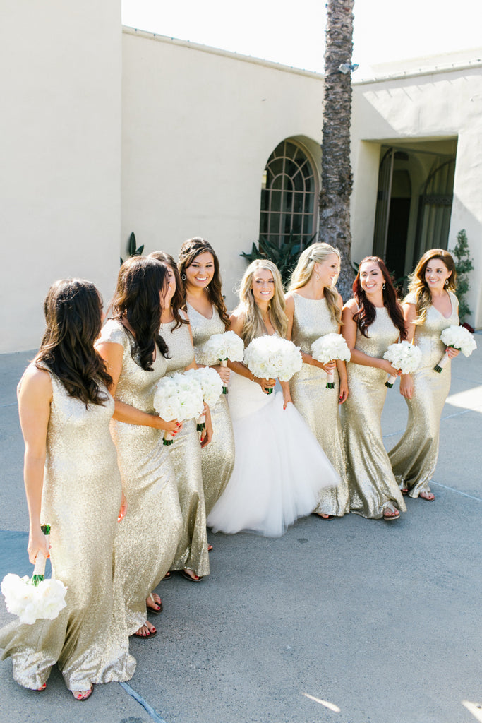 Gold bridesmaid store dresses long sleeve