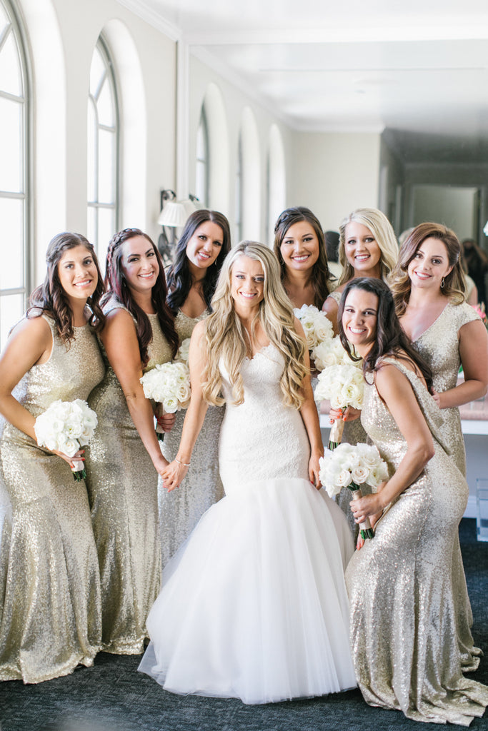 Long sleeve gold sequin bridesmaid dresses shop