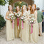 Gold Tulle Convertible Sleeveless Sweetheart Elegant  Long A-line Bridesmaid Dresses, WG200