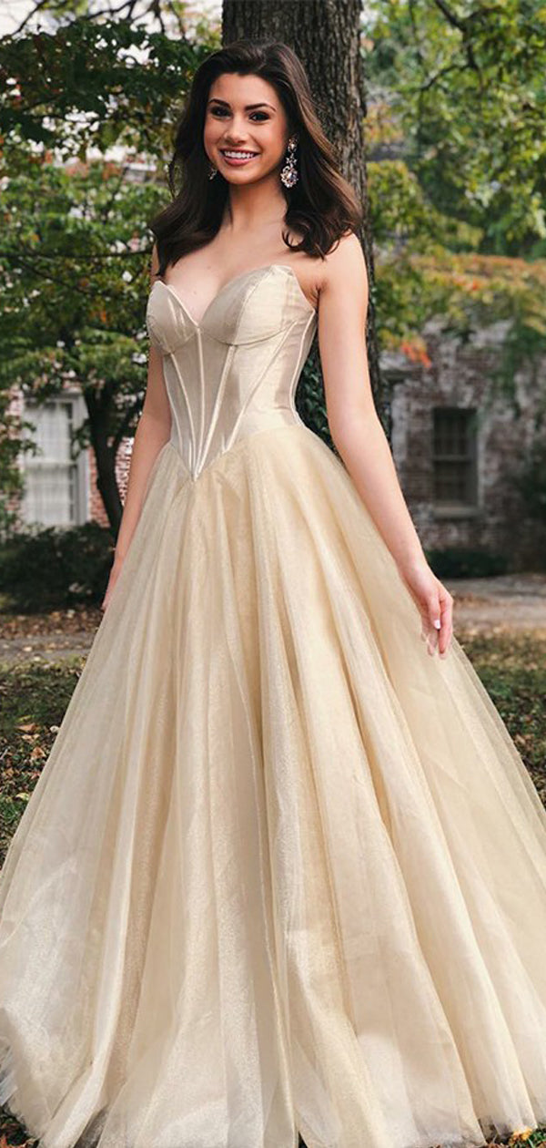Gold Velvet Tulle Strapless Empire Waist Prom Dresses,PD00174 AlineBridal Gold Velvet Tulle Strapless Empire Waist Prom Dresses,PD00174 AlineBridal