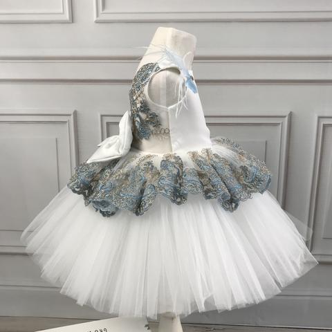 Blue and gold flower girl dresses store